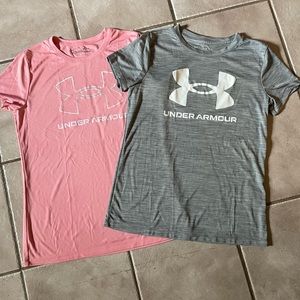 TWO Women’s Under Armour short sleeve tee shirts. Size small.